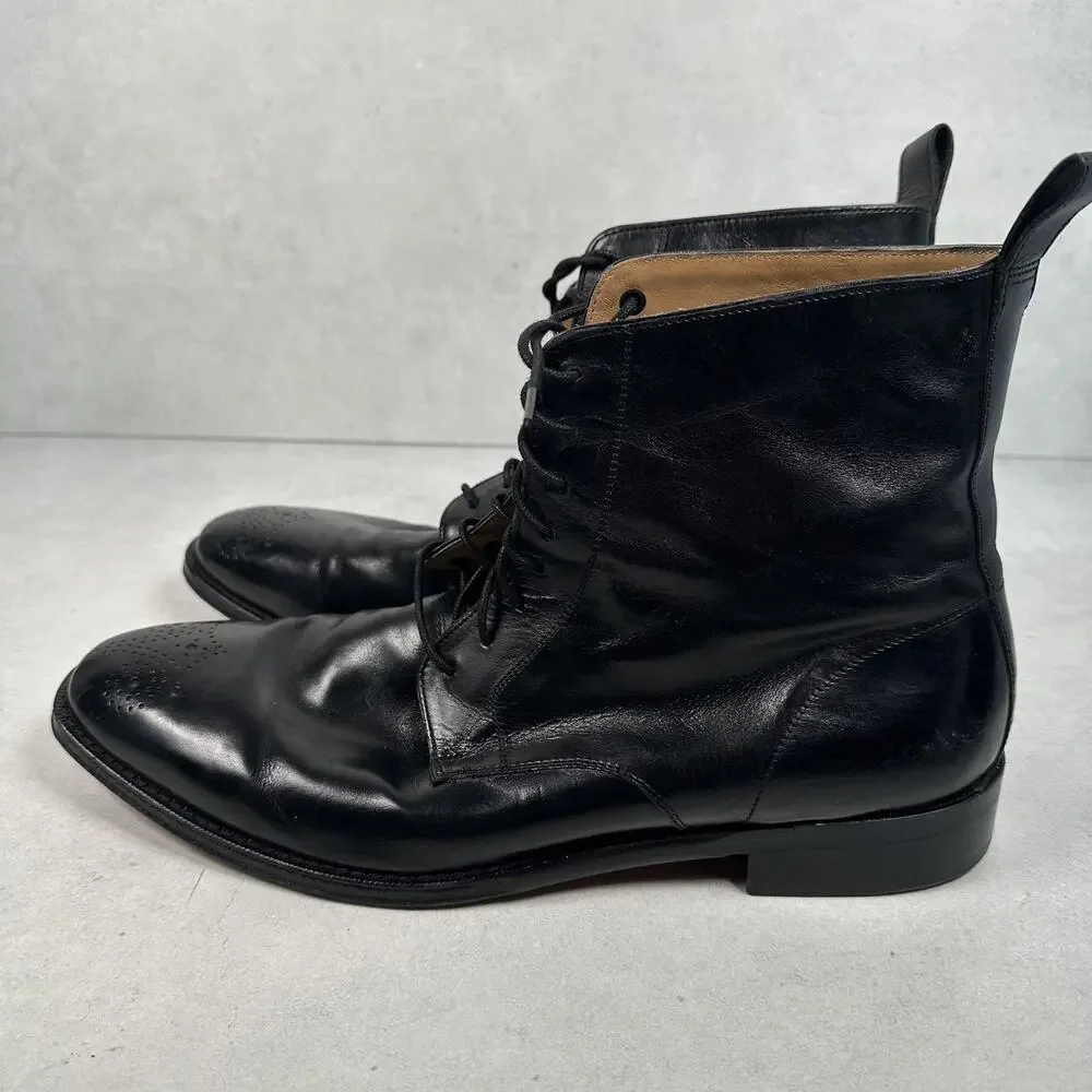 Cole Haan Boots Mens Size 10.5 Black Leather Lace Up Ankle Lionel Dress - Picture 6 of 14